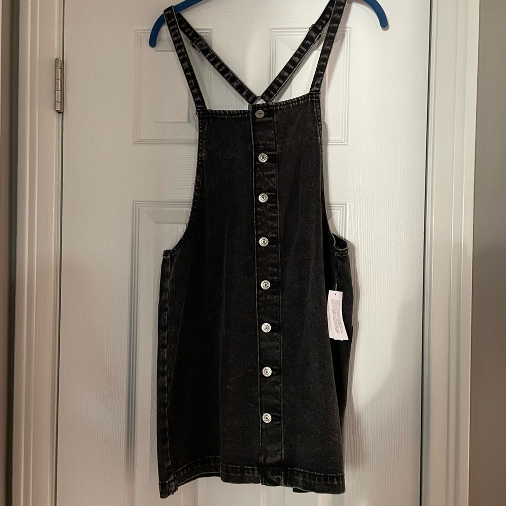 American Eagle Outfitters Black Denim Overall Dress